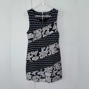 Maeve Anthropologie Black and White Polka Dot Floral Dress